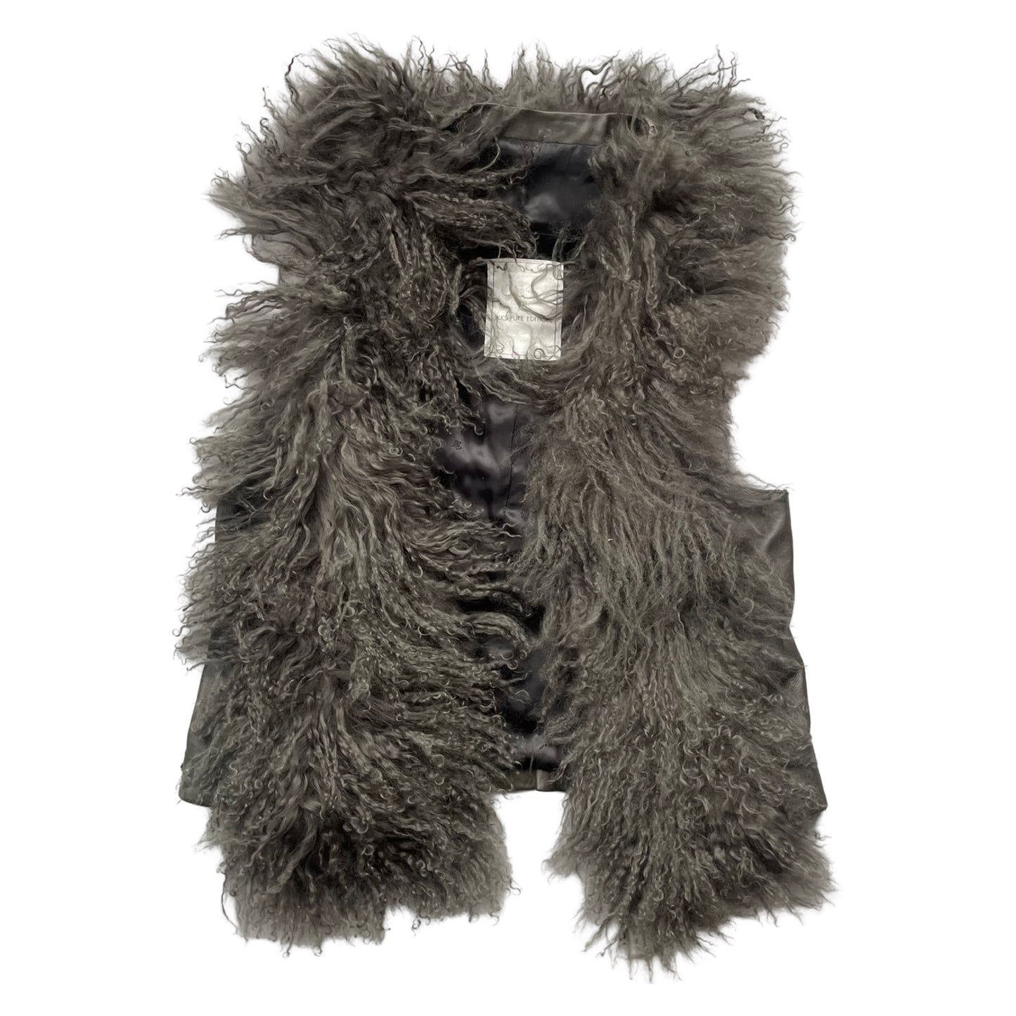 Mongolian fur sleeveless leather vest.