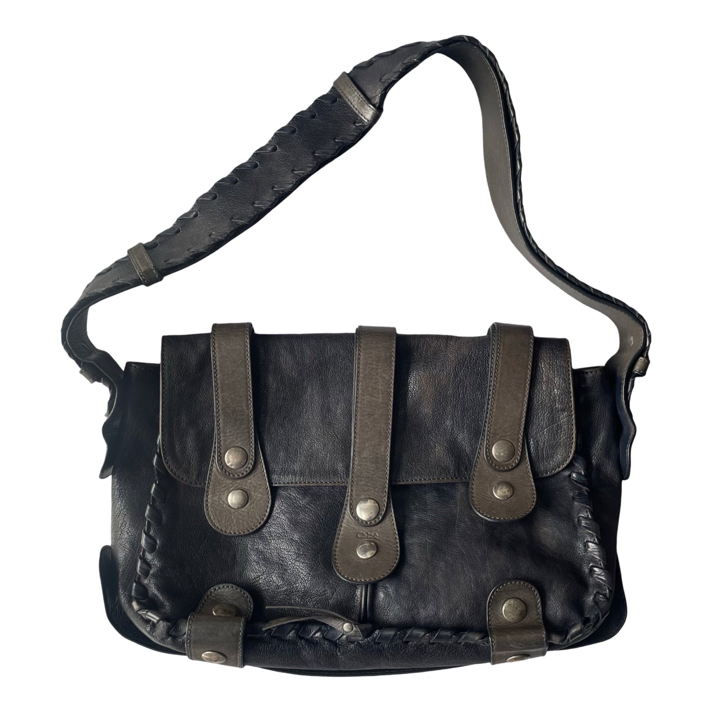 Chloé black and grey leather shoulder bag F04