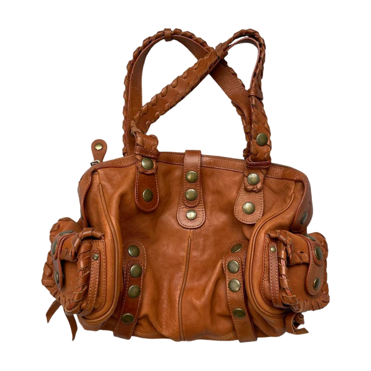 Chloé cognac brown Silverado leather bag F04.