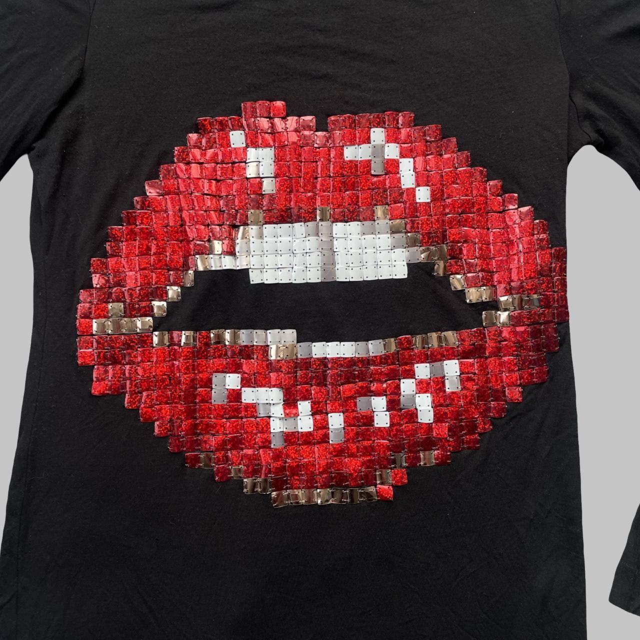 Miss Sixty Black Long Sleeve Sequin Lip Top.
