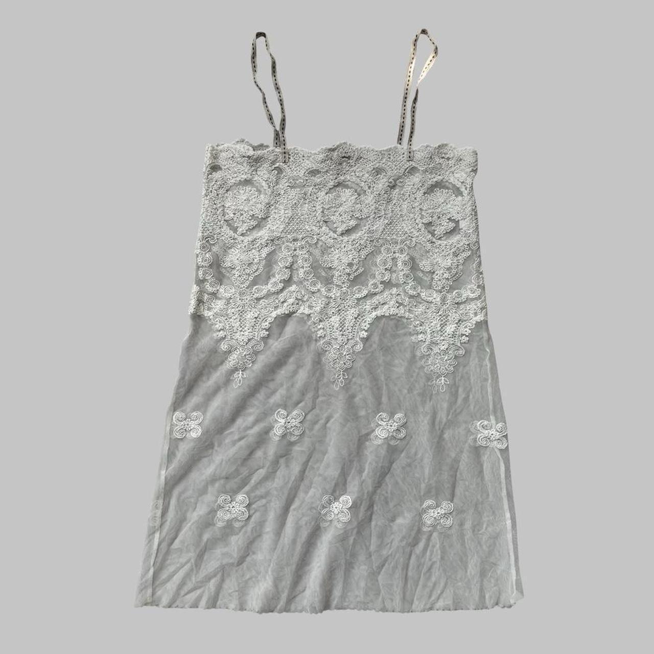 Cop Copine layered grey and white embroidered boho mini dress