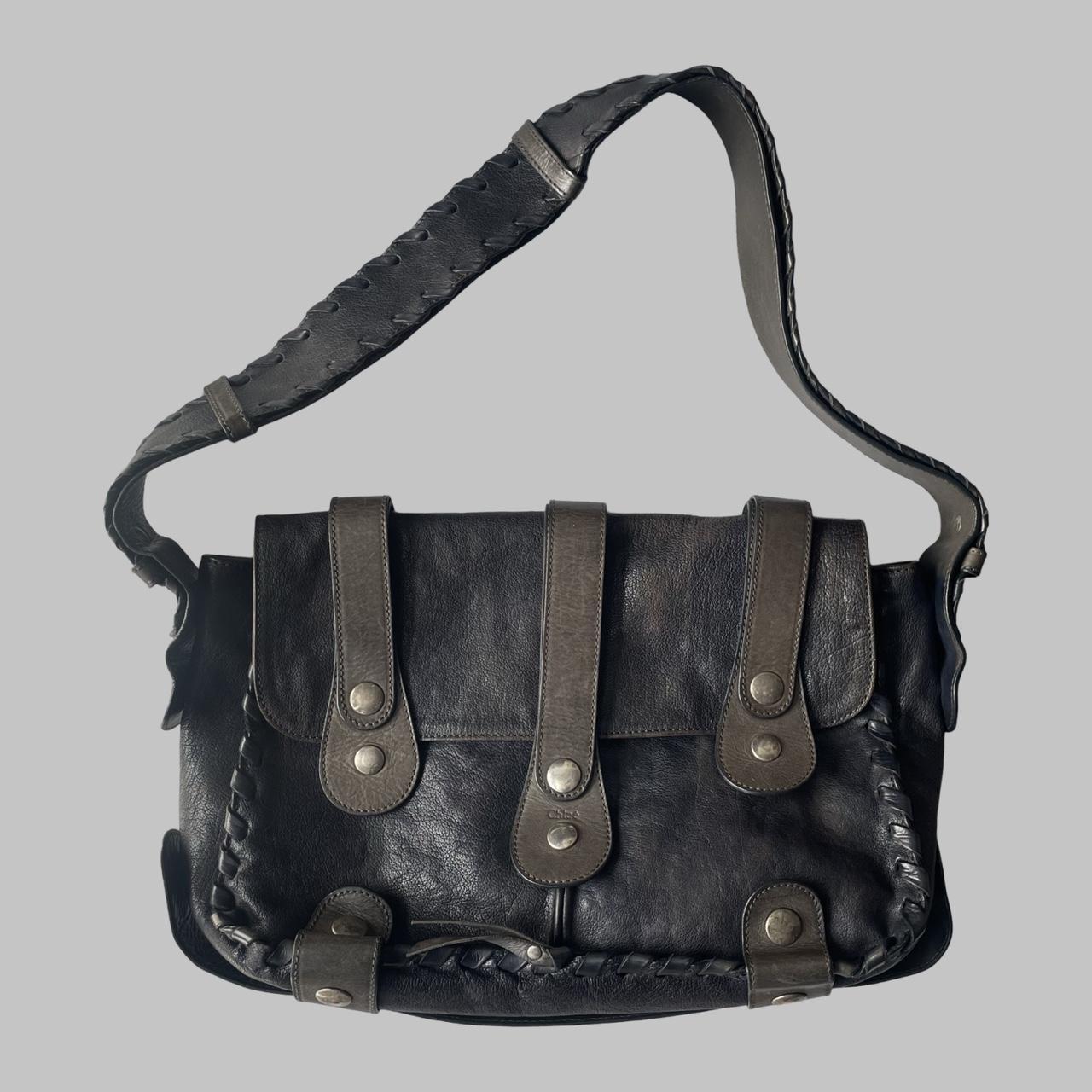 Chloé black and grey leather shoulder bag F04