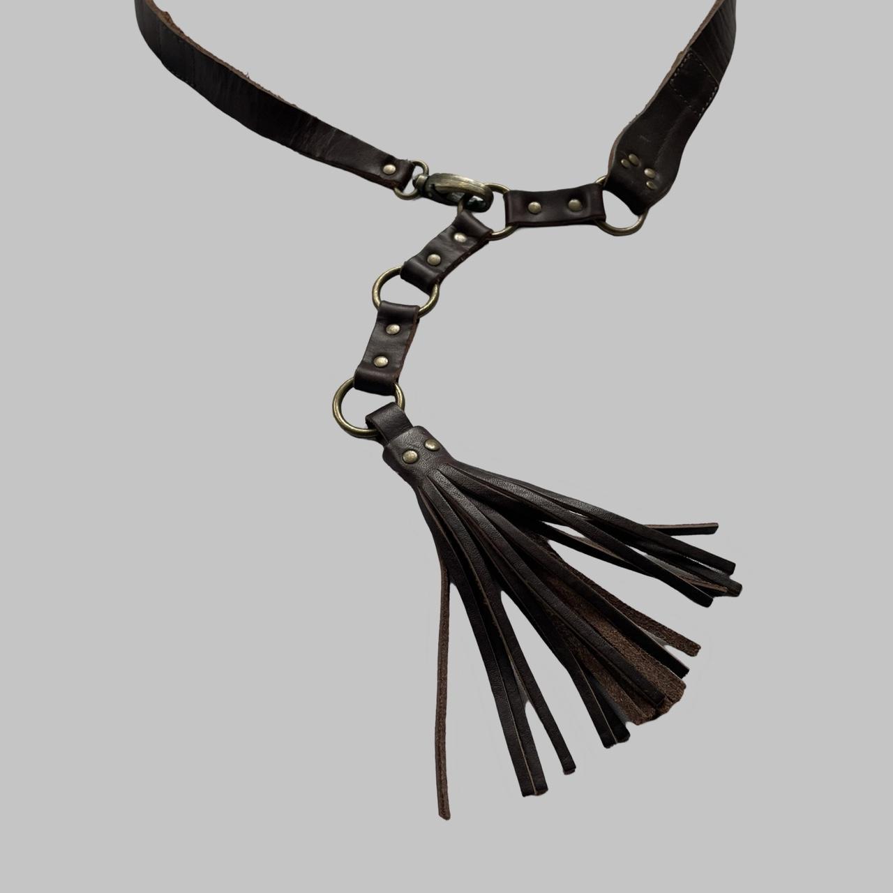 Brown leather boho belt.