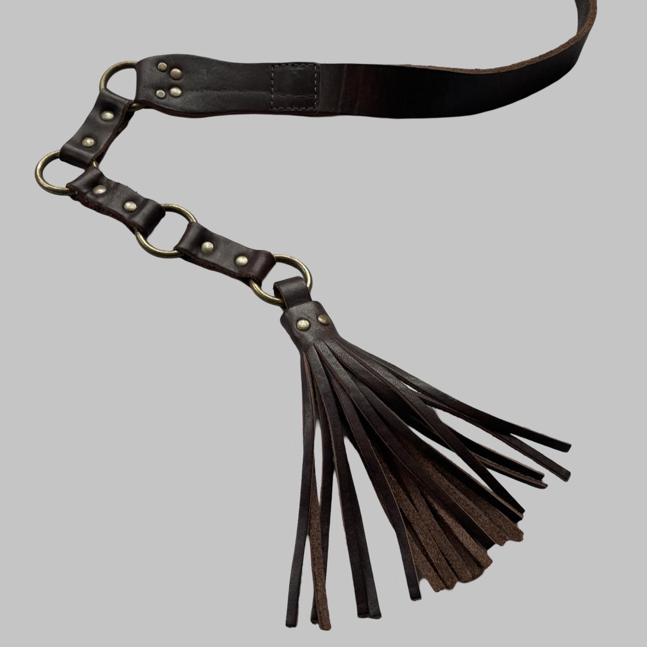 Brown leather boho belt.