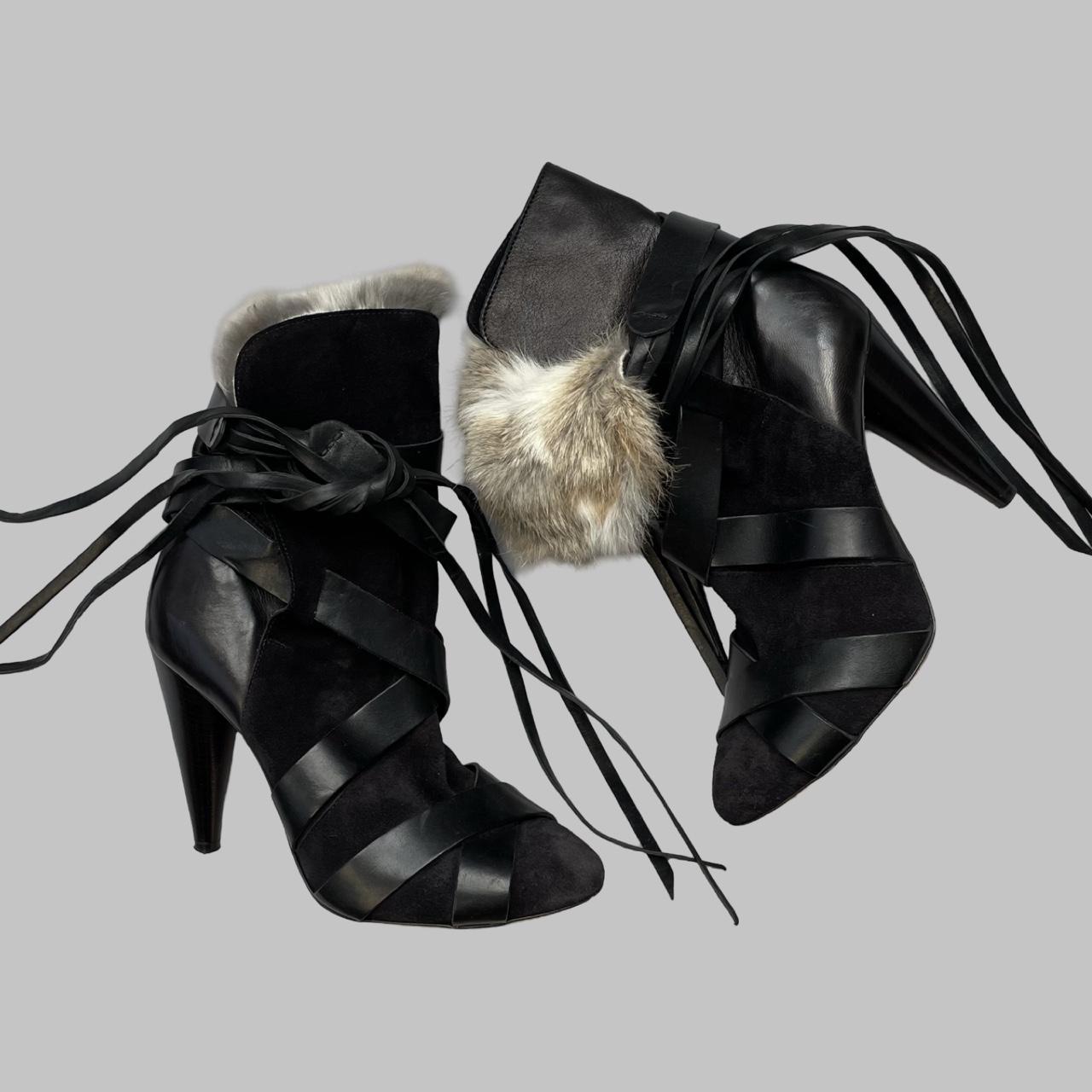 Isabel Marant rabbit fur ankle booties.