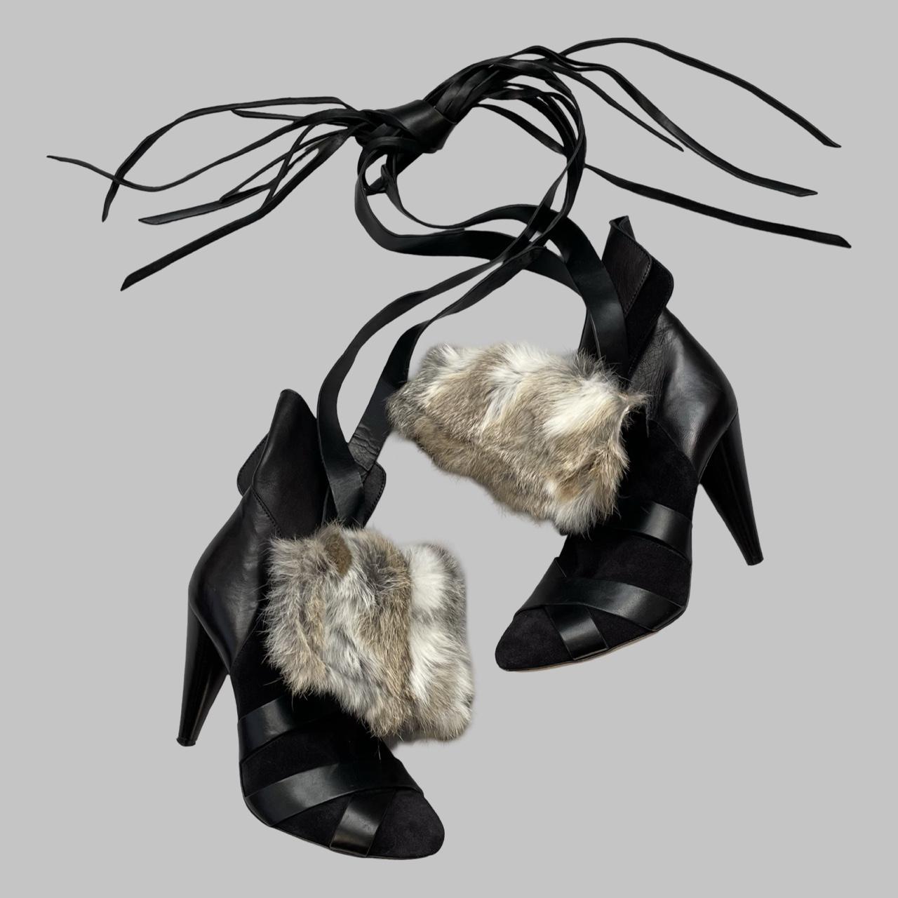 Isabel Marant rabbit fur ankle booties.