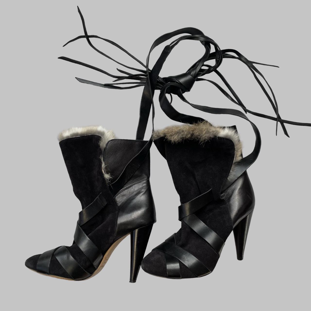 Isabel Marant rabbit fur ankle booties.