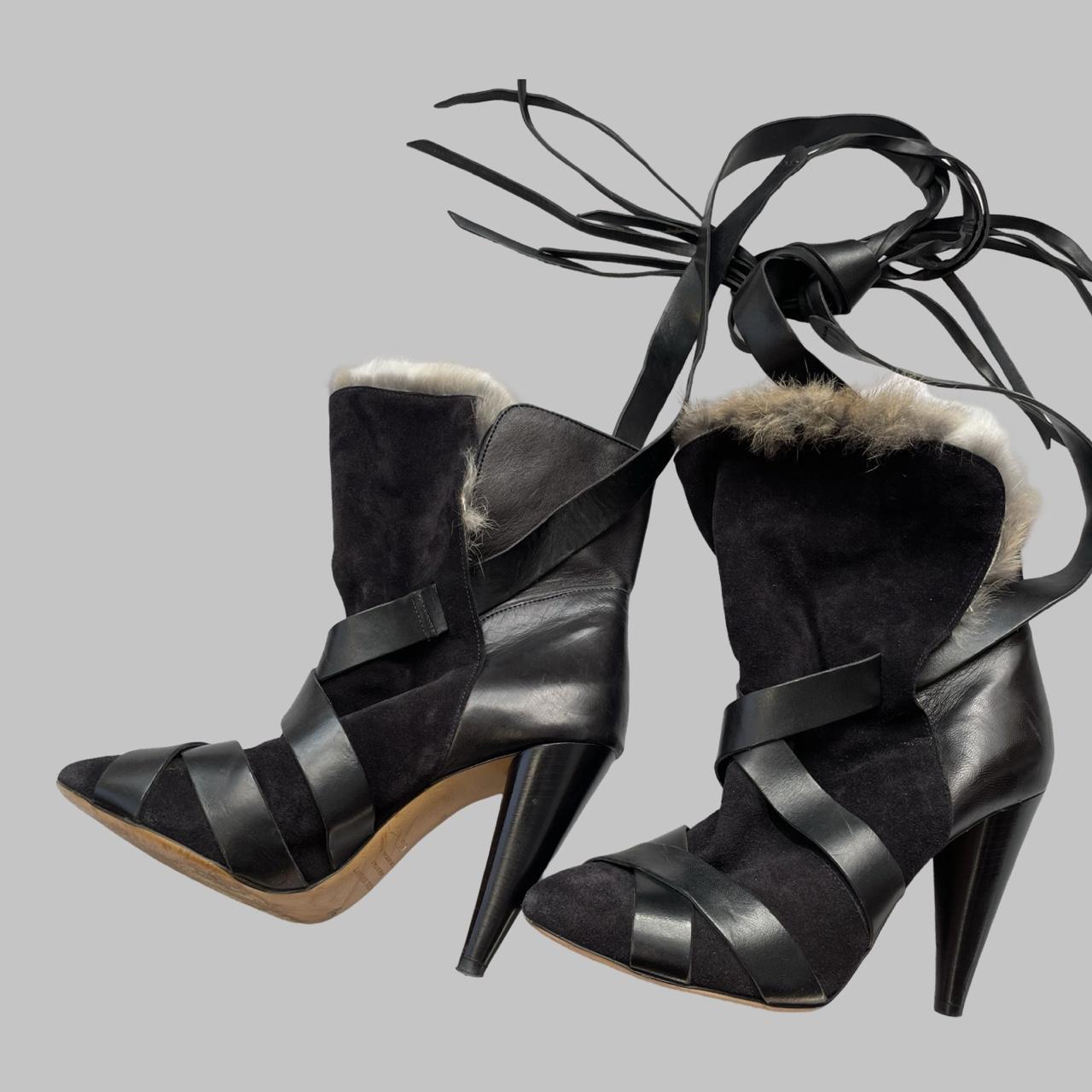 Isabel Marant rabbit fur ankle booties.
