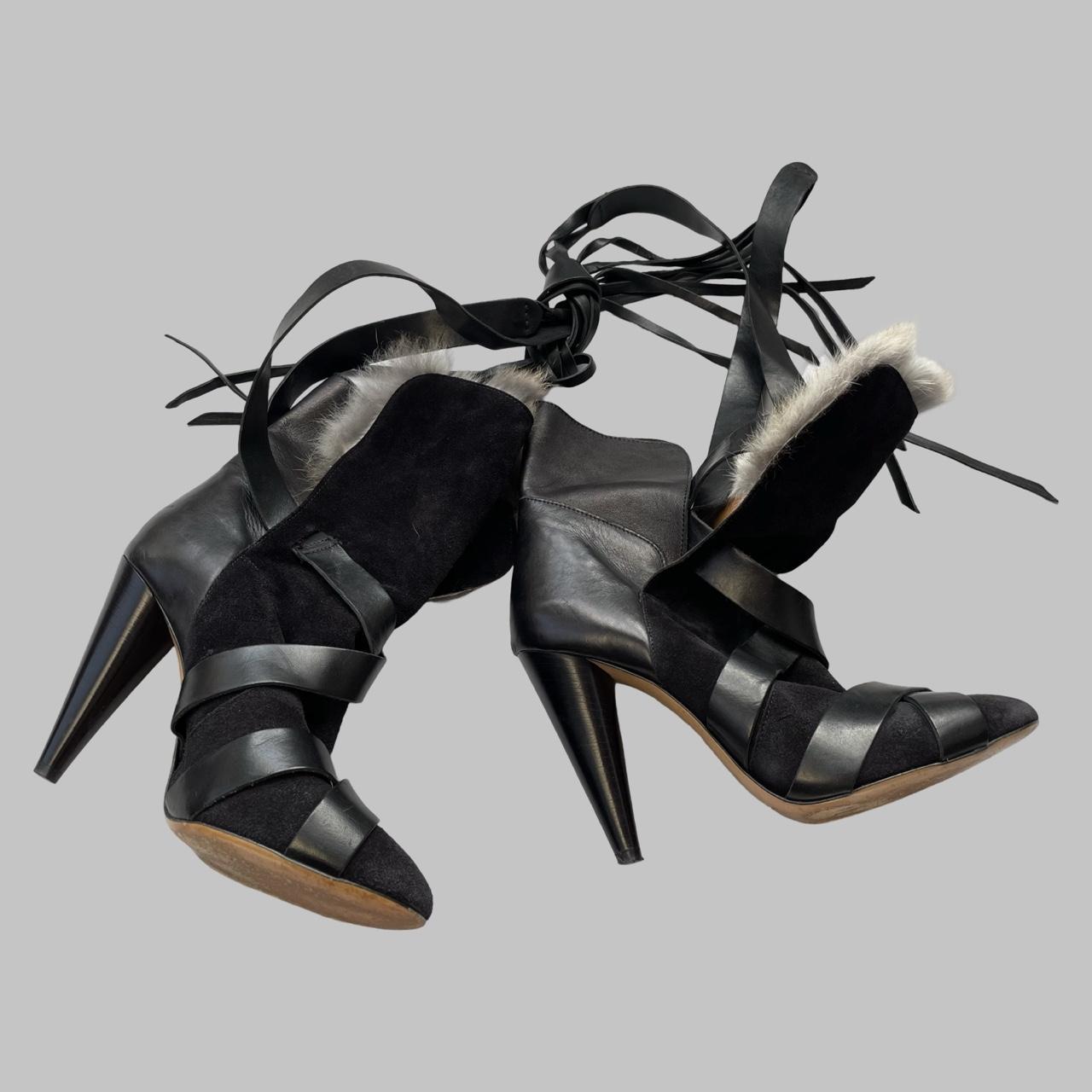 Isabel Marant rabbit fur ankle booties.