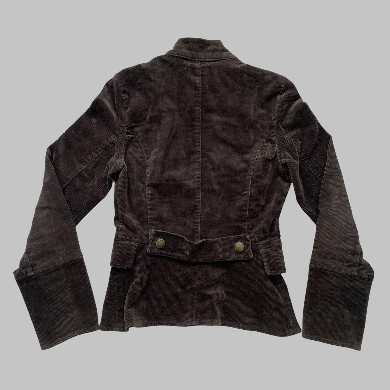 Military officer brown corduroy long sleeves jacket.