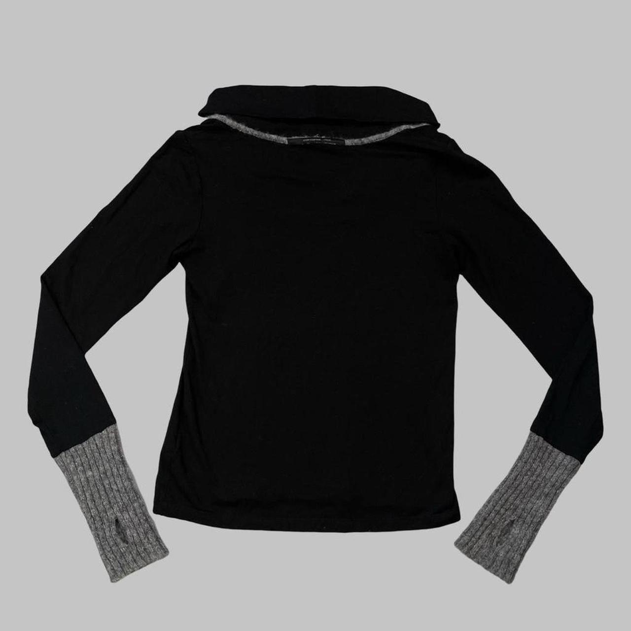 Cop copine black and grey bi material cowl neck top.