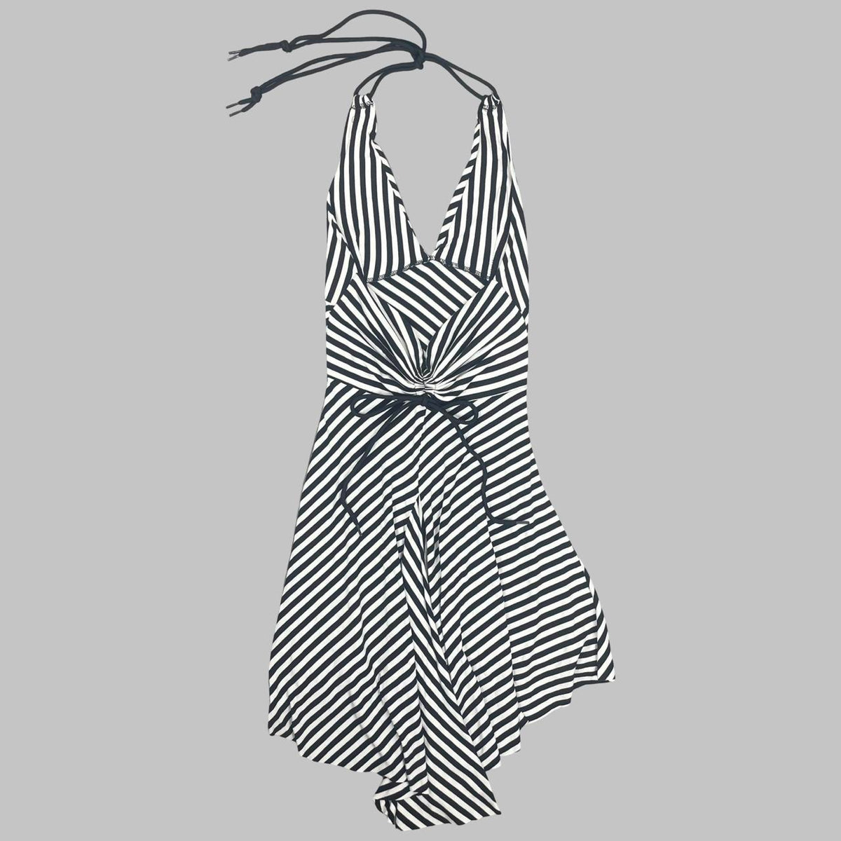 Italian striped halter dress.