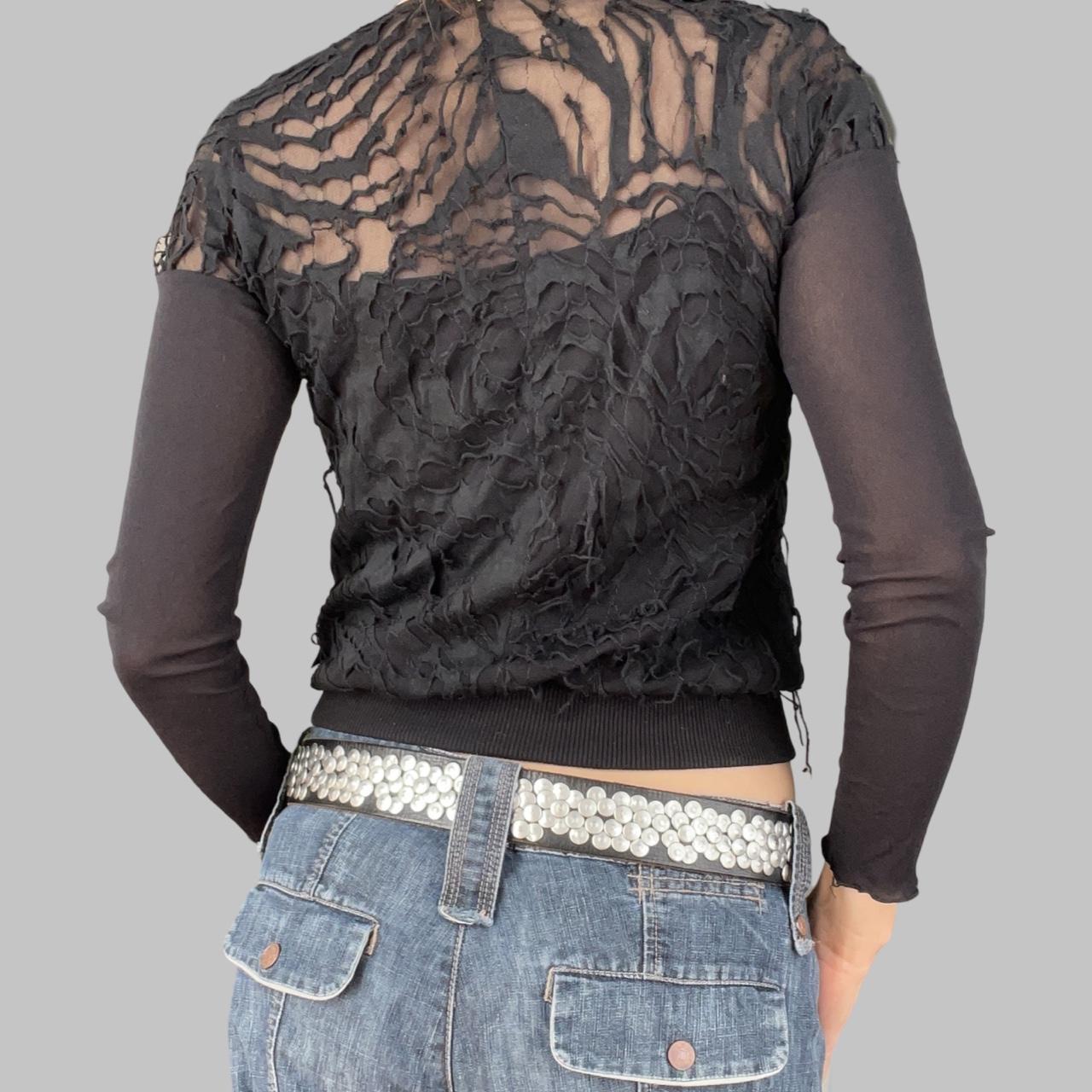 Cop copine distressed black mesh top