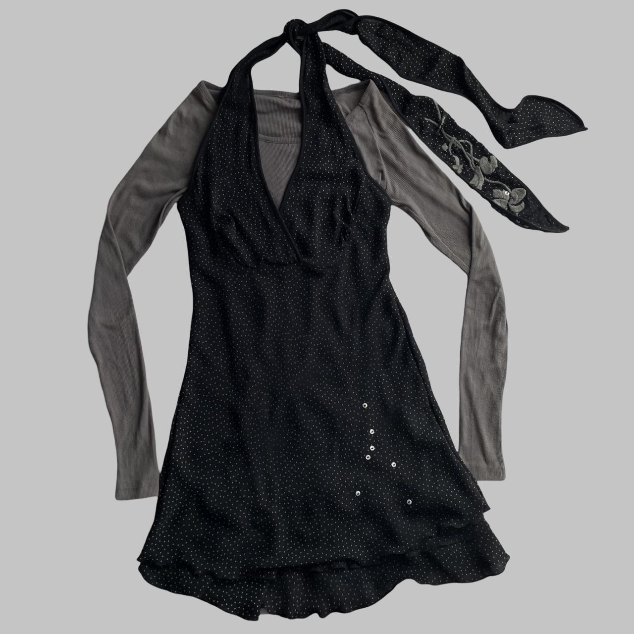Cop copine layered black and grey polkadots mini dress.