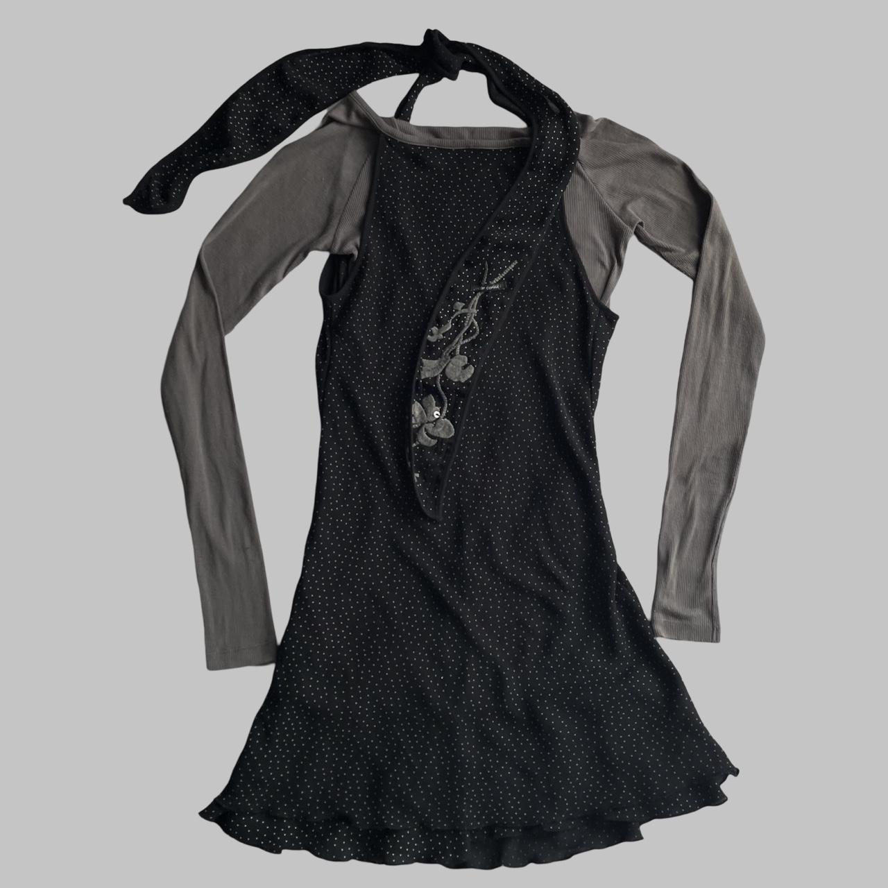 Cop copine layered black and grey polkadots mini dress.