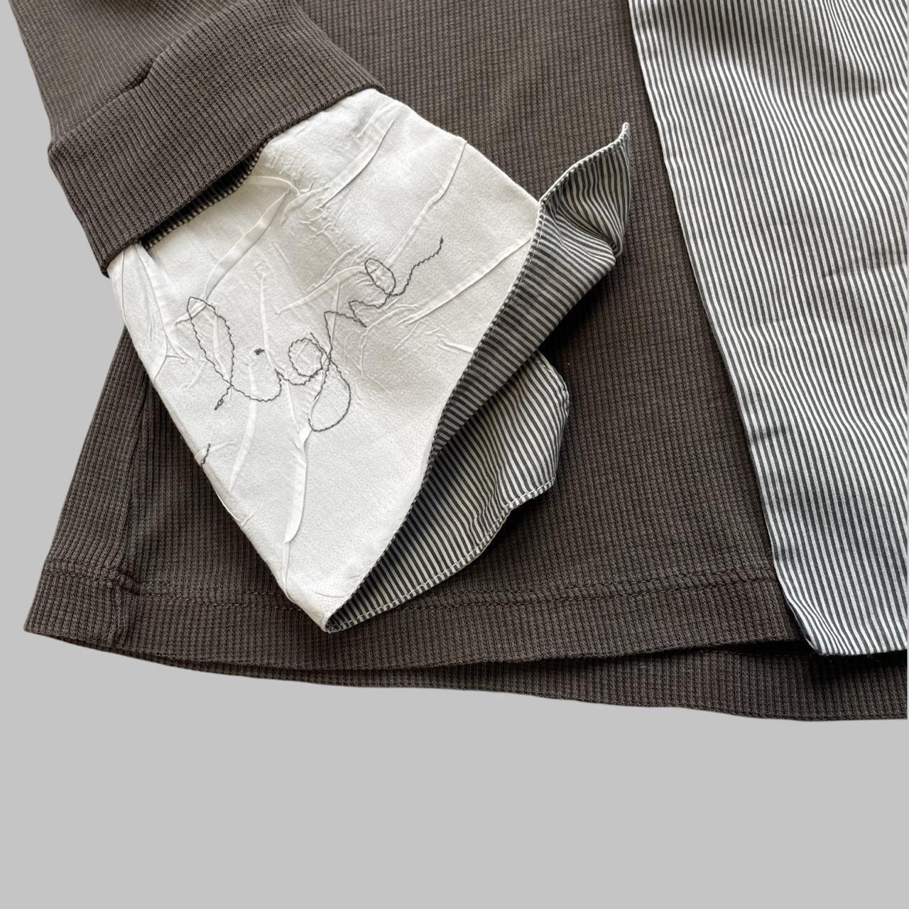 Cop copine taupe cotton shirt with integrated scarf.