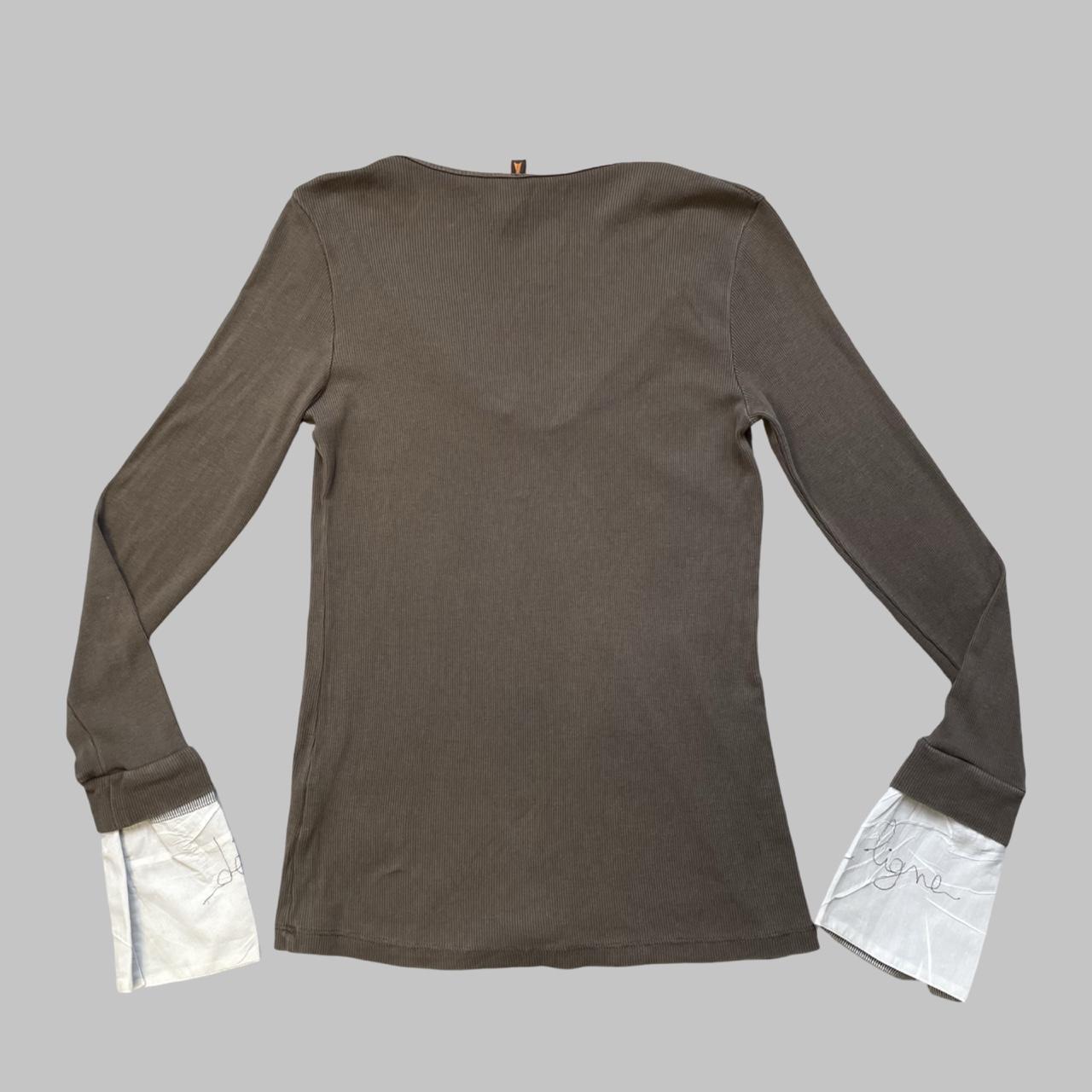 Cop copine taupe cotton shirt with integrated scarf.