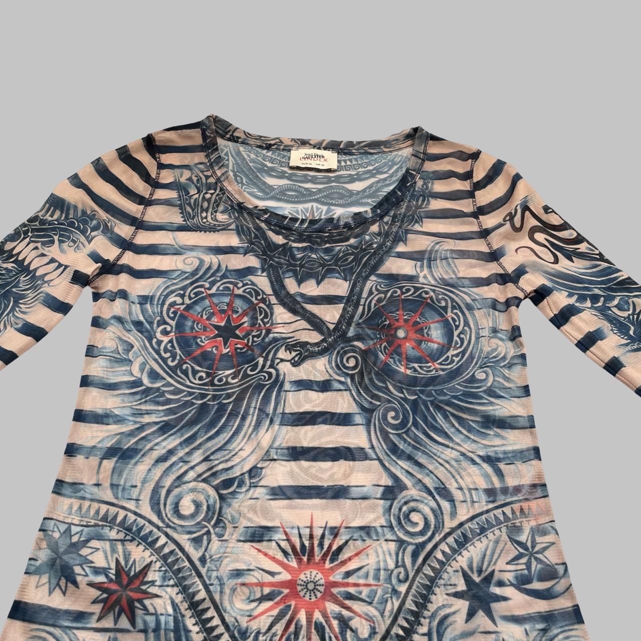 Jean Paul Gaultier tattoo print mesh top.
