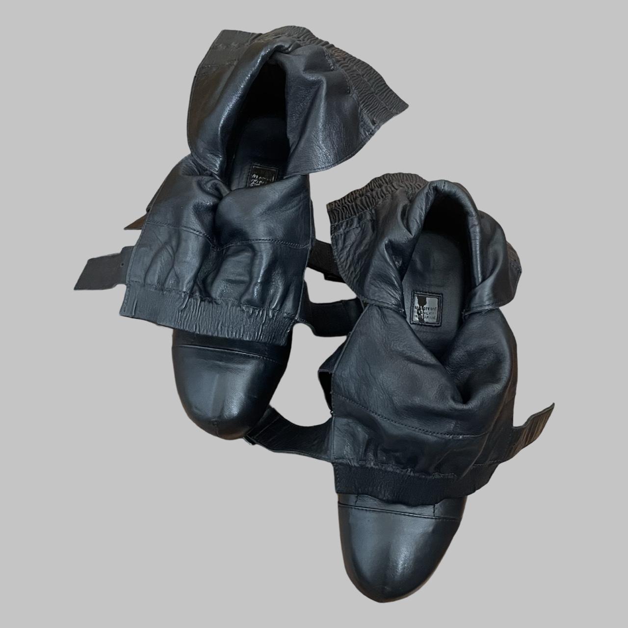Marithe Francois Girbaud black leather wedge heels boots.