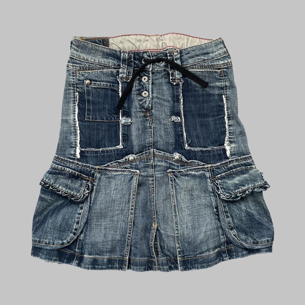 Marithé François Girbaud denim cargo skirt.
