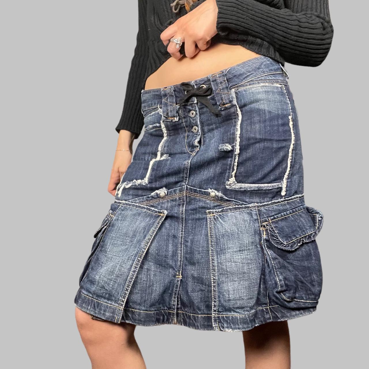Marithé François Girbaud denim cargo skirt.