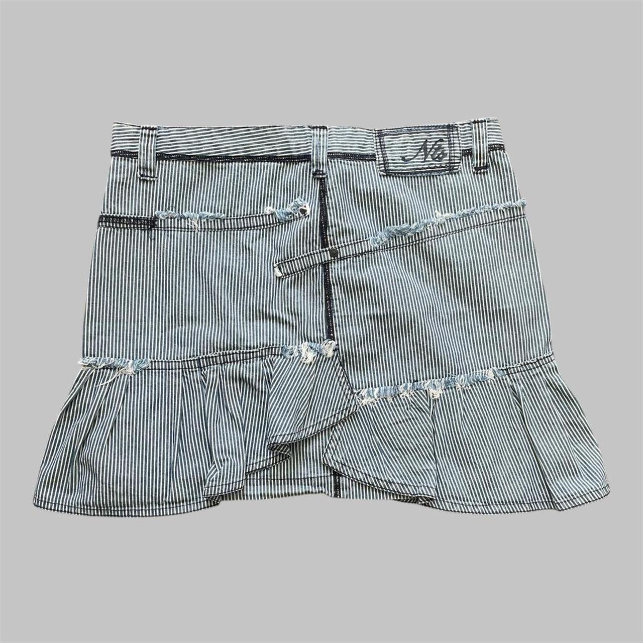 Blue and white striped mini skirt.