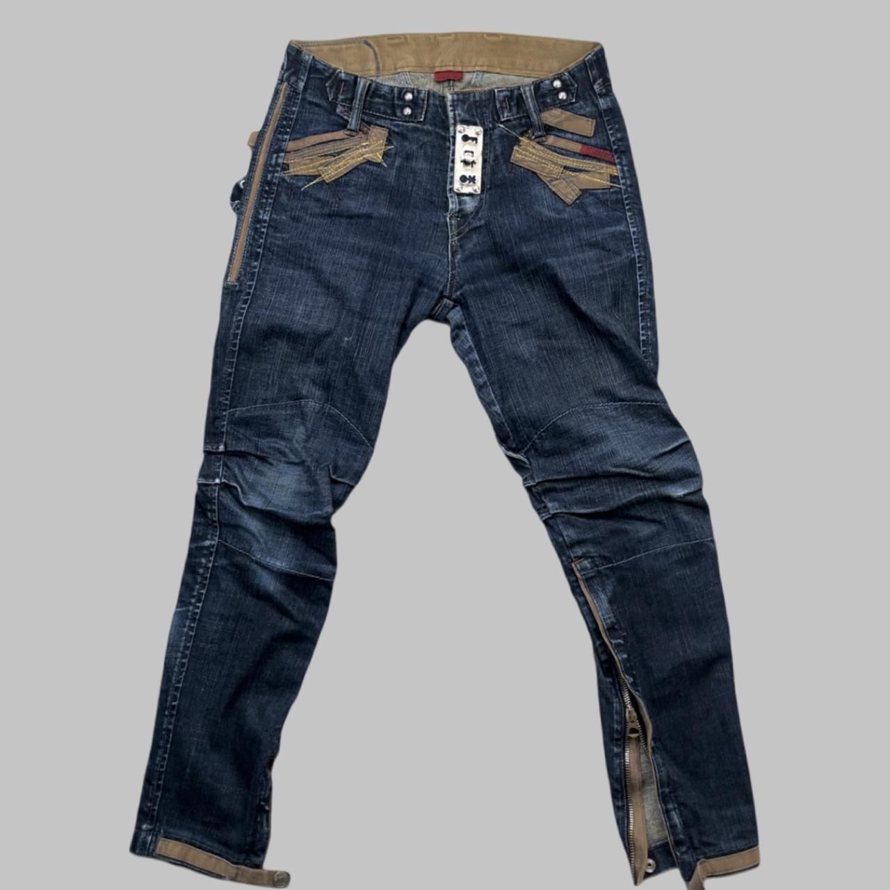 Marithé + François Girbaud denim biker trouser pants.