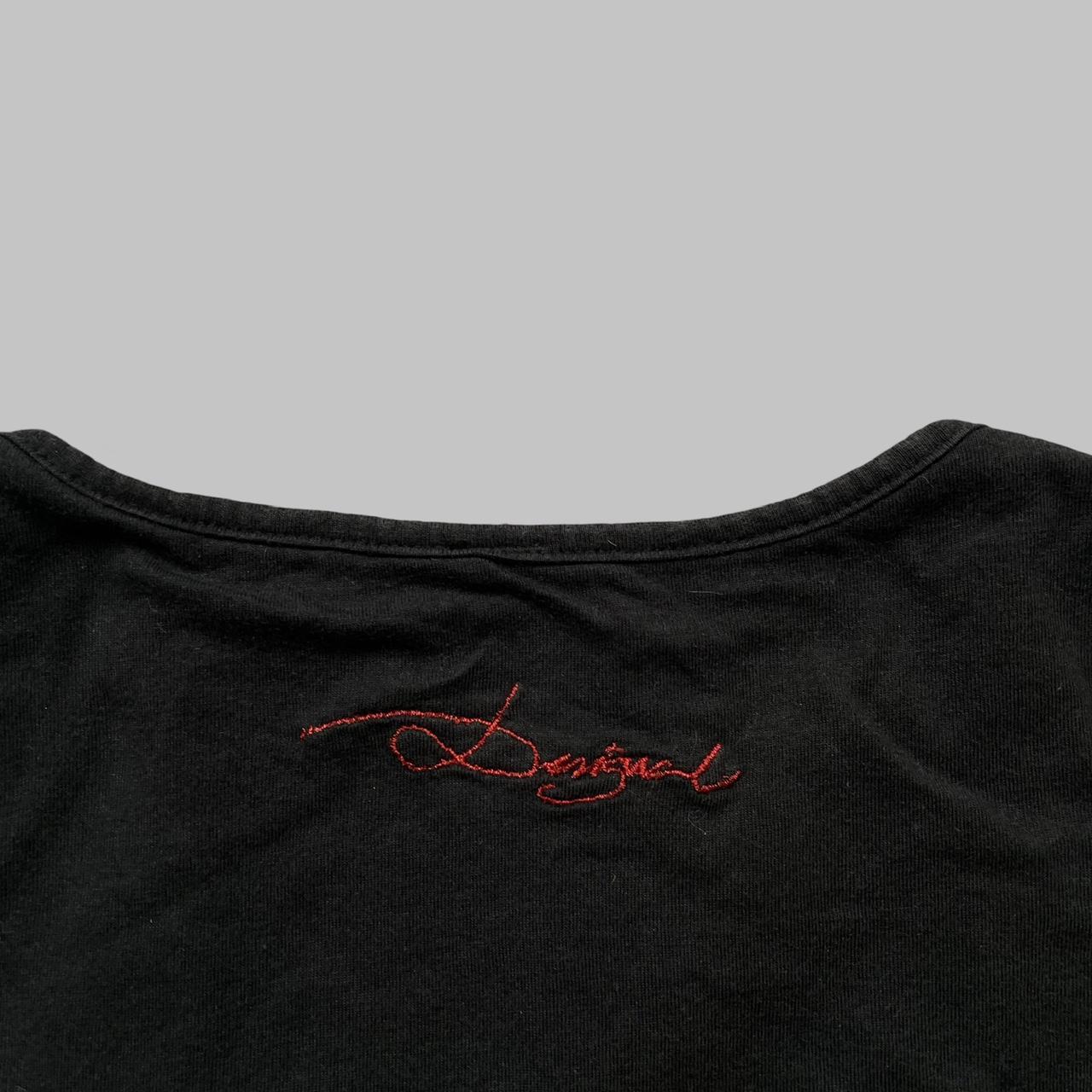 Desigual black t-shirt top with mouth graphic and sequins.