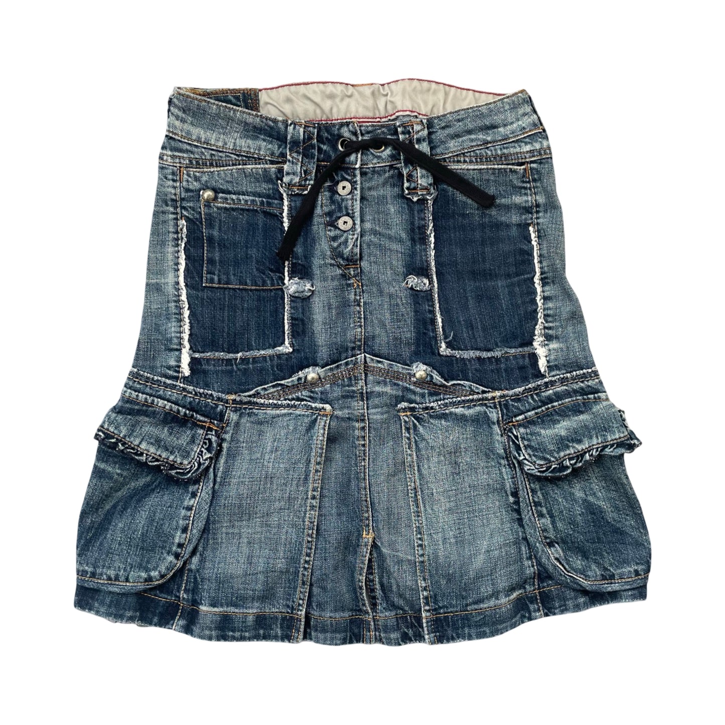 Marithé François Girbaud denim cargo skirt.