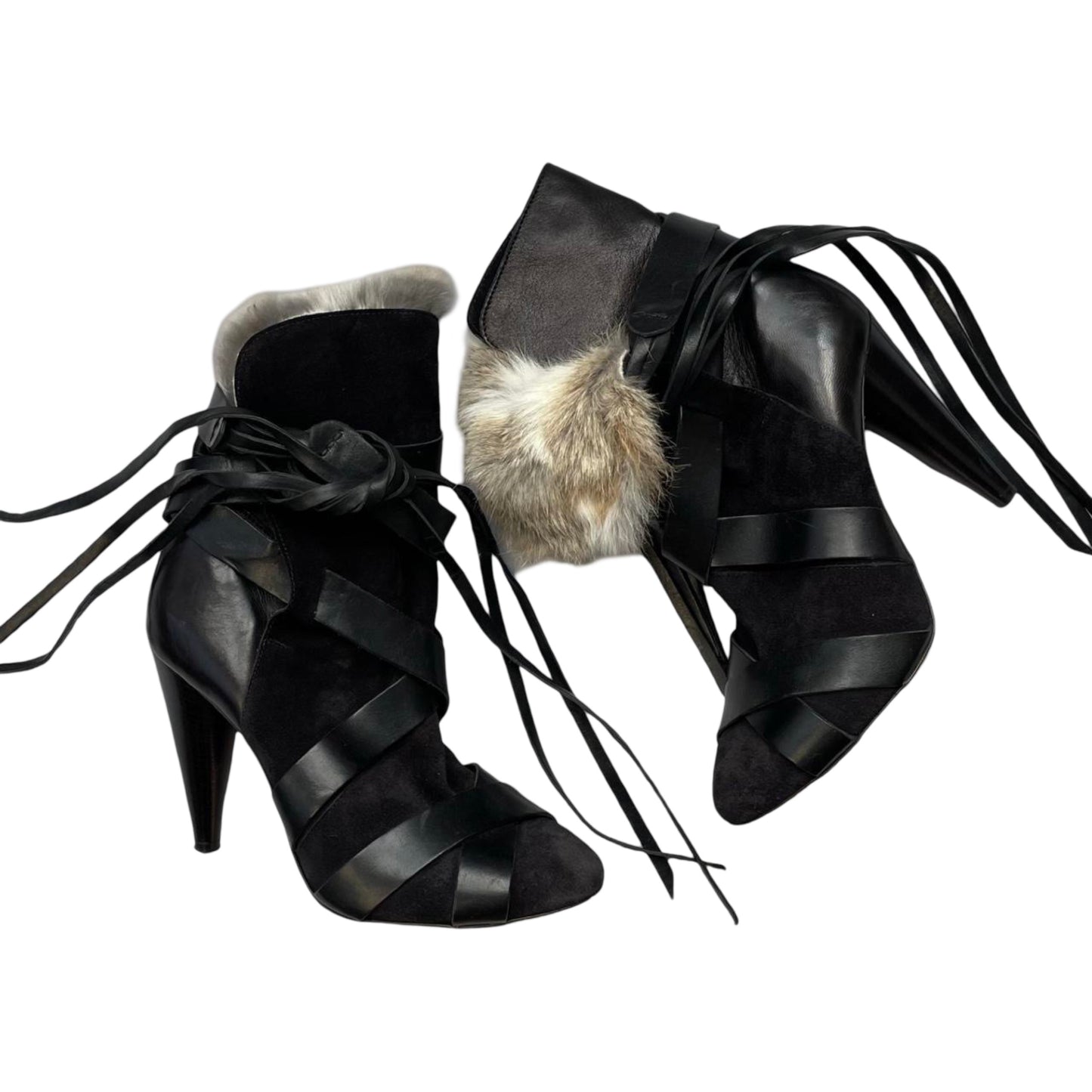 Isabel Marant rabbit fur ankle booties.