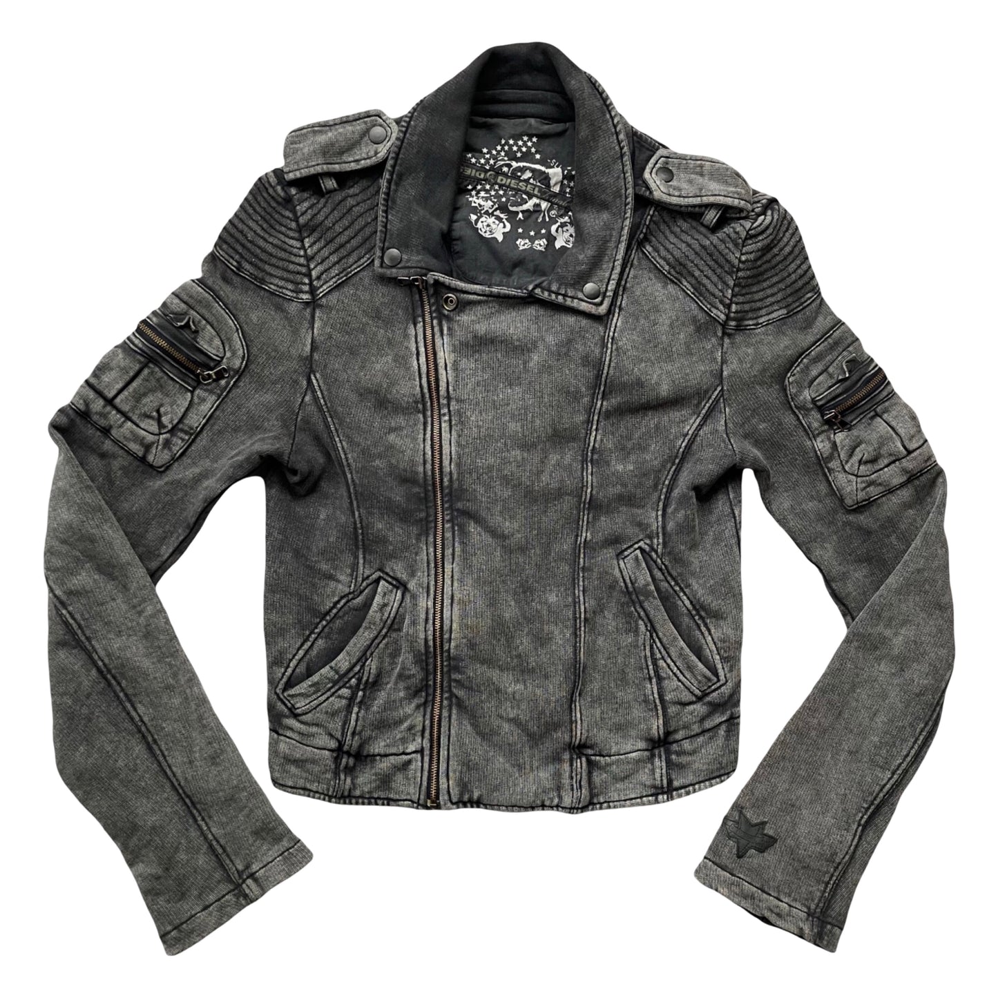 Diesel grey cotton perfecto biker jacket.