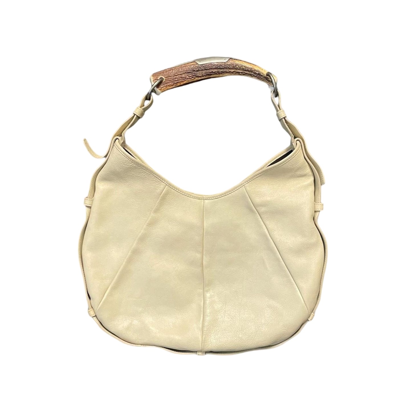 Yves Saint Laurent cream leather bag.
