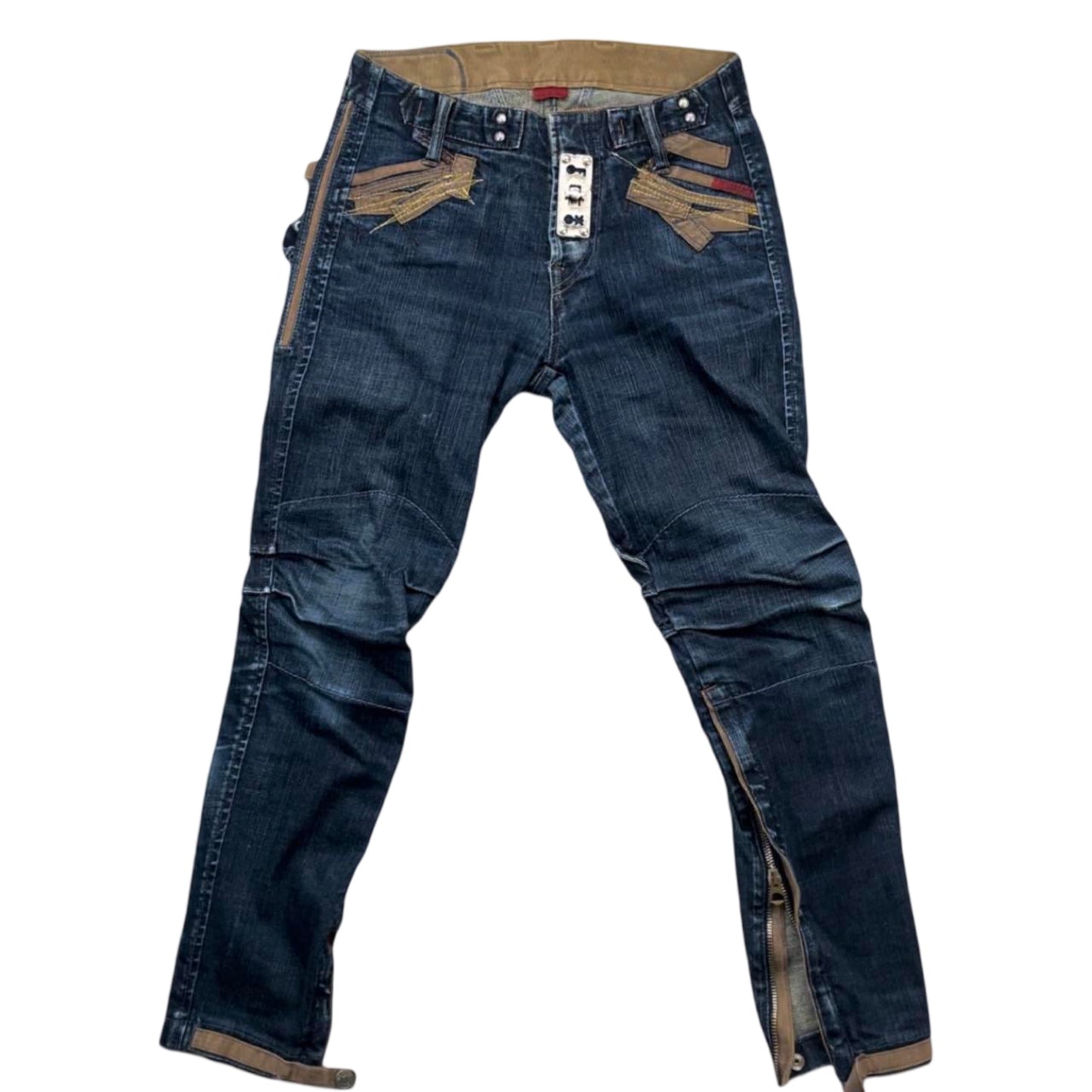 Marithé + François Girbaud denim biker trouser pants.