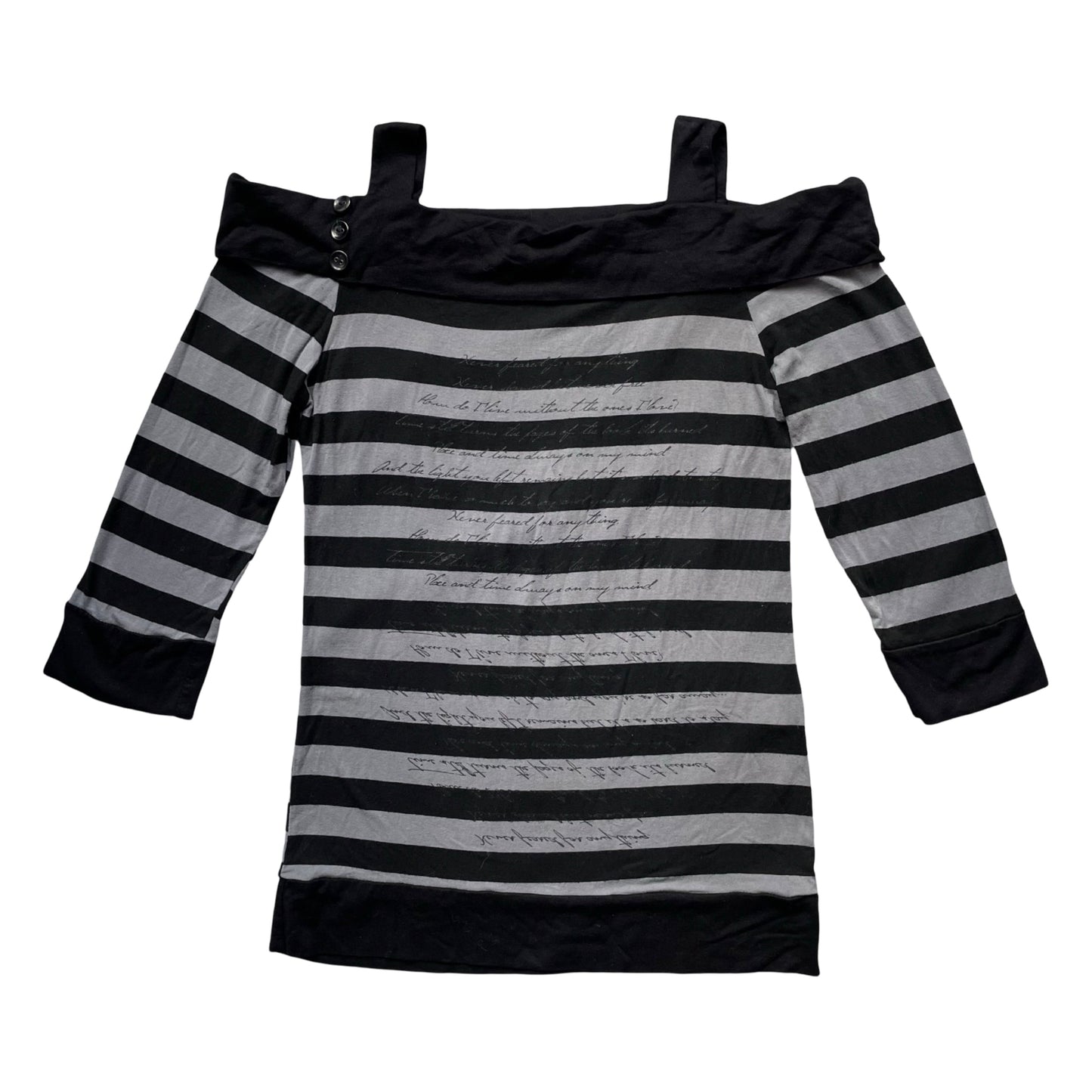 Black & grey striped top.