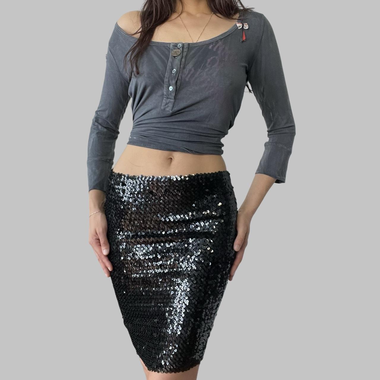 Two-way black sequin skirt / top.