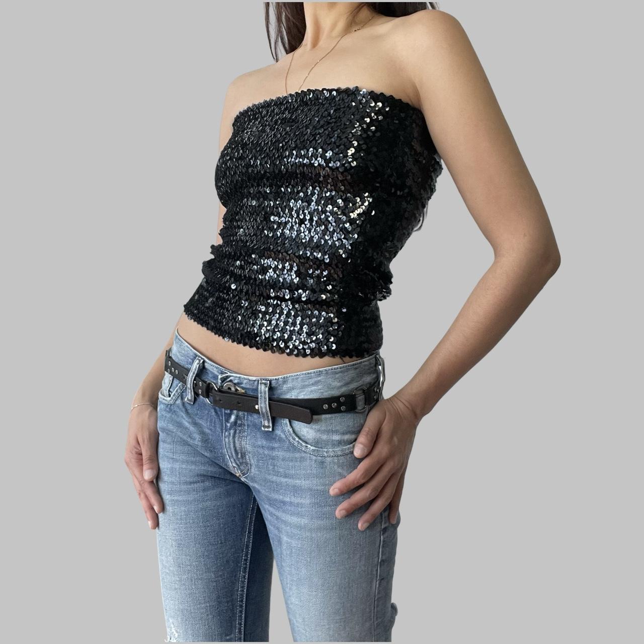 Two-way black sequin skirt / top.