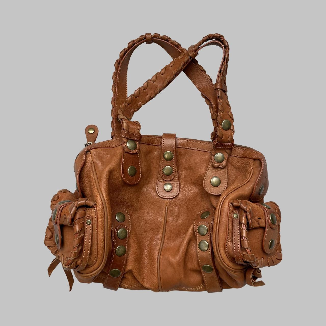 Chloé cognac brown Silverado leather bag F04.