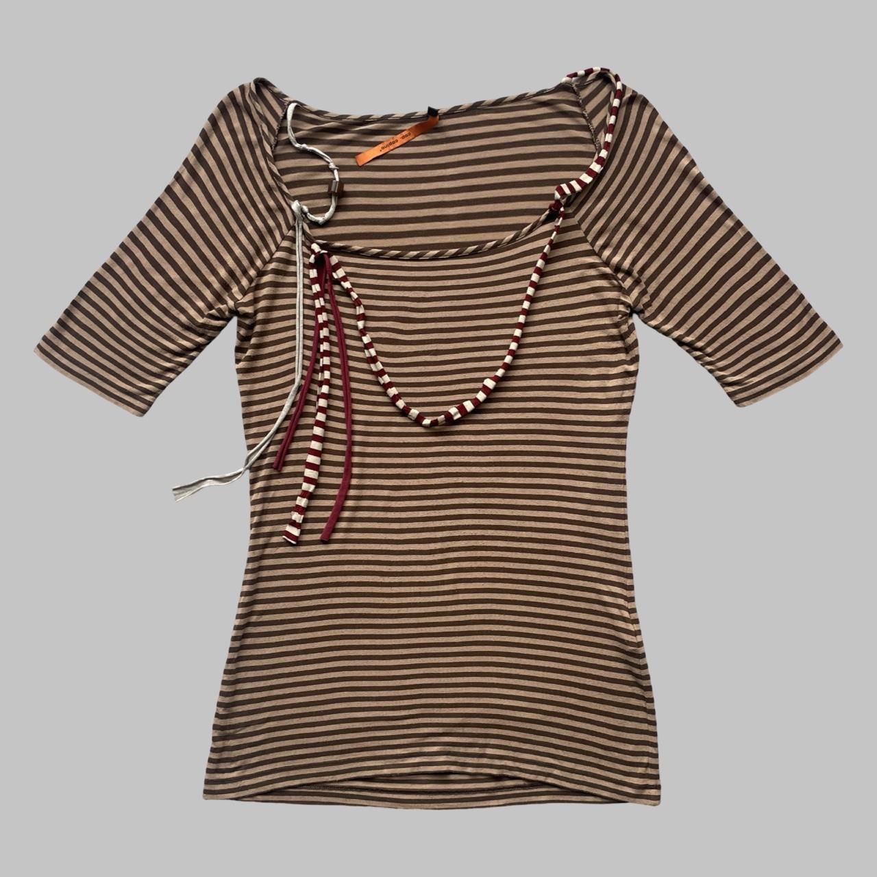 Cop copine subversive striped beige and brown top.
