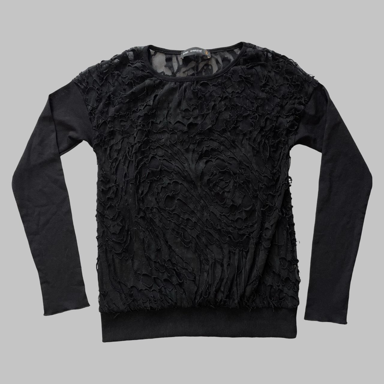 Cop copine distressed black mesh top