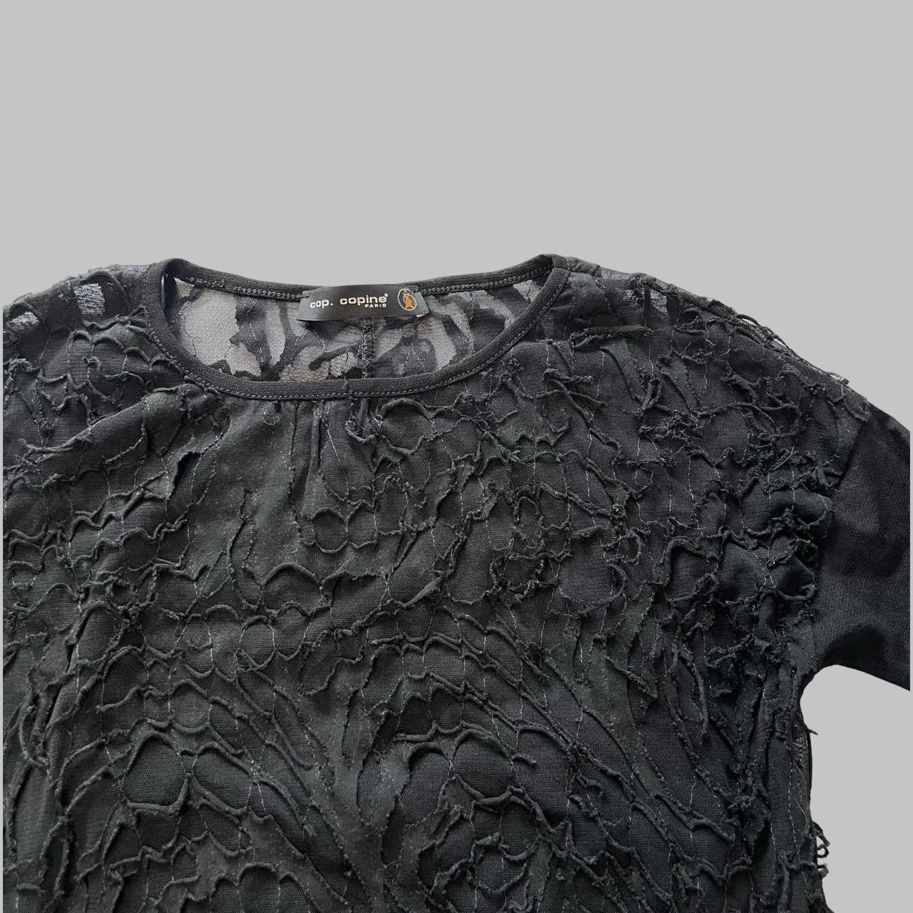 Cop copine distressed black mesh top