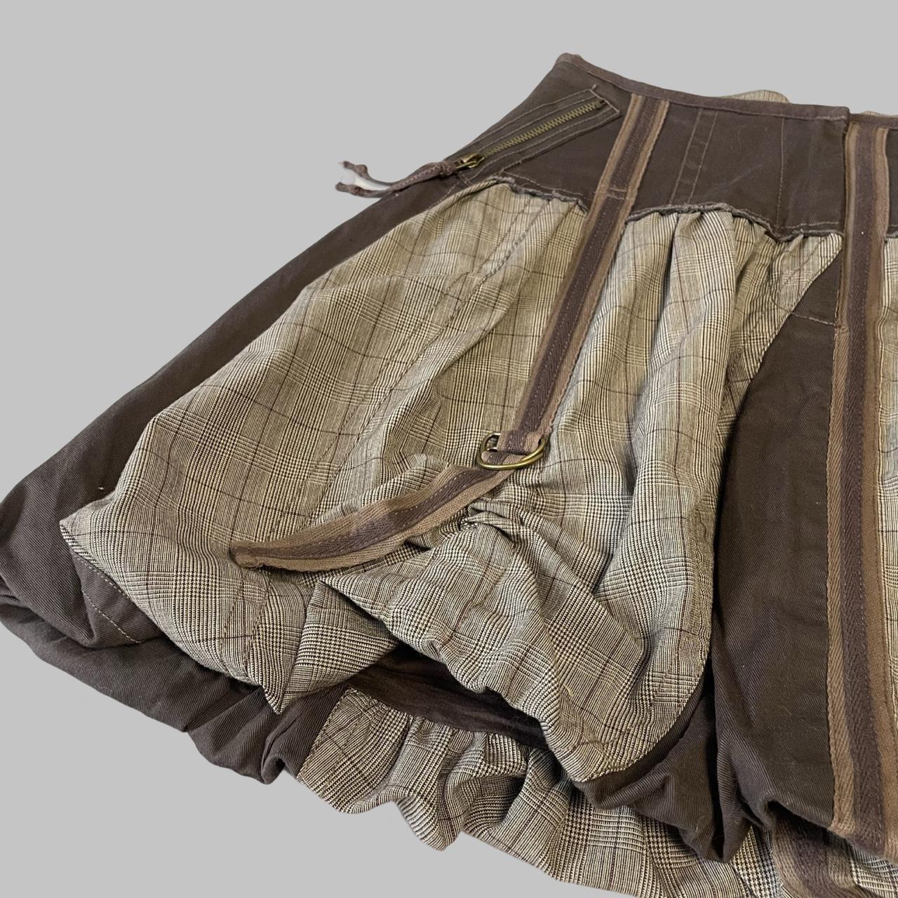 Multi-material brown bubble skirt