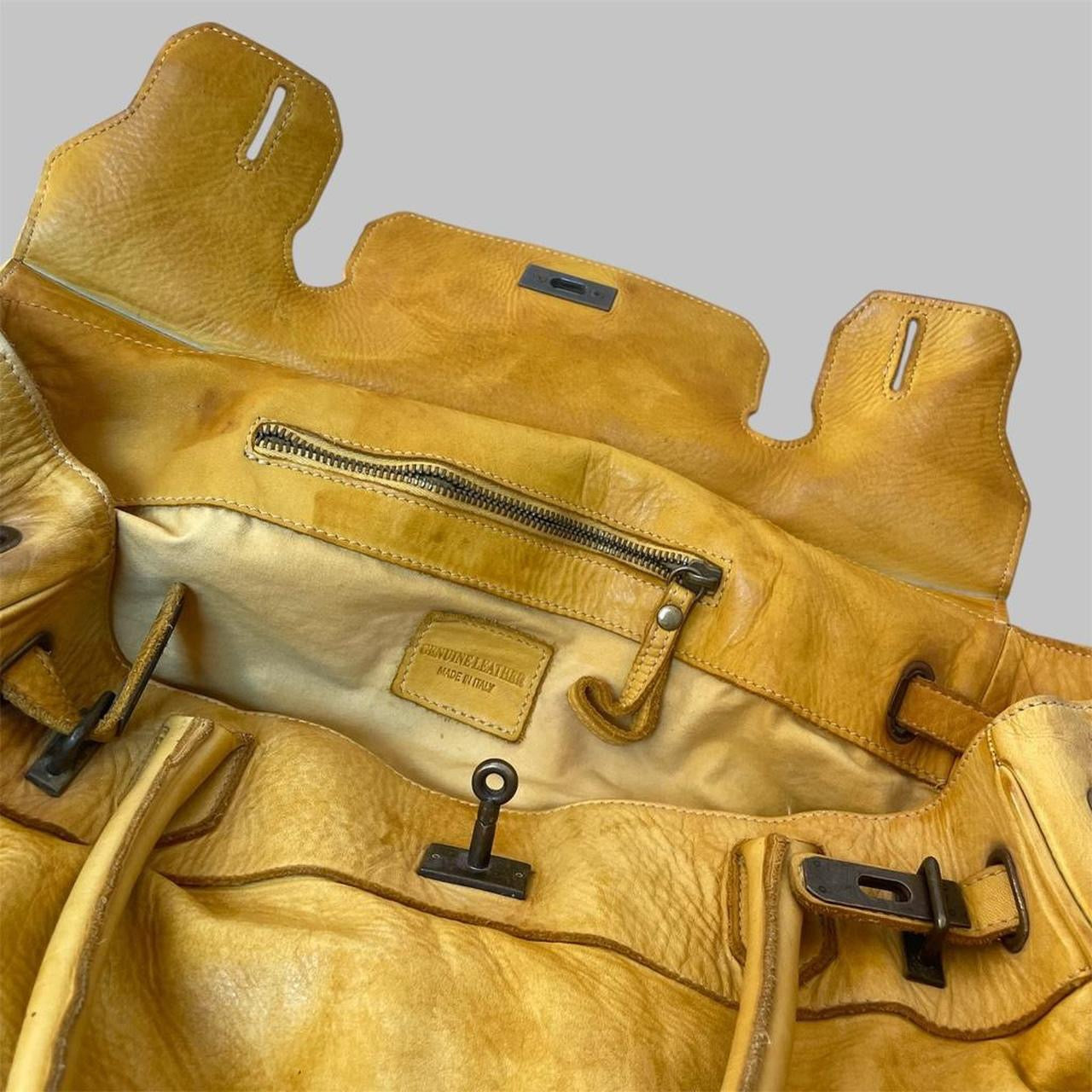 SOLD - Large yellow leather Firkin bag.