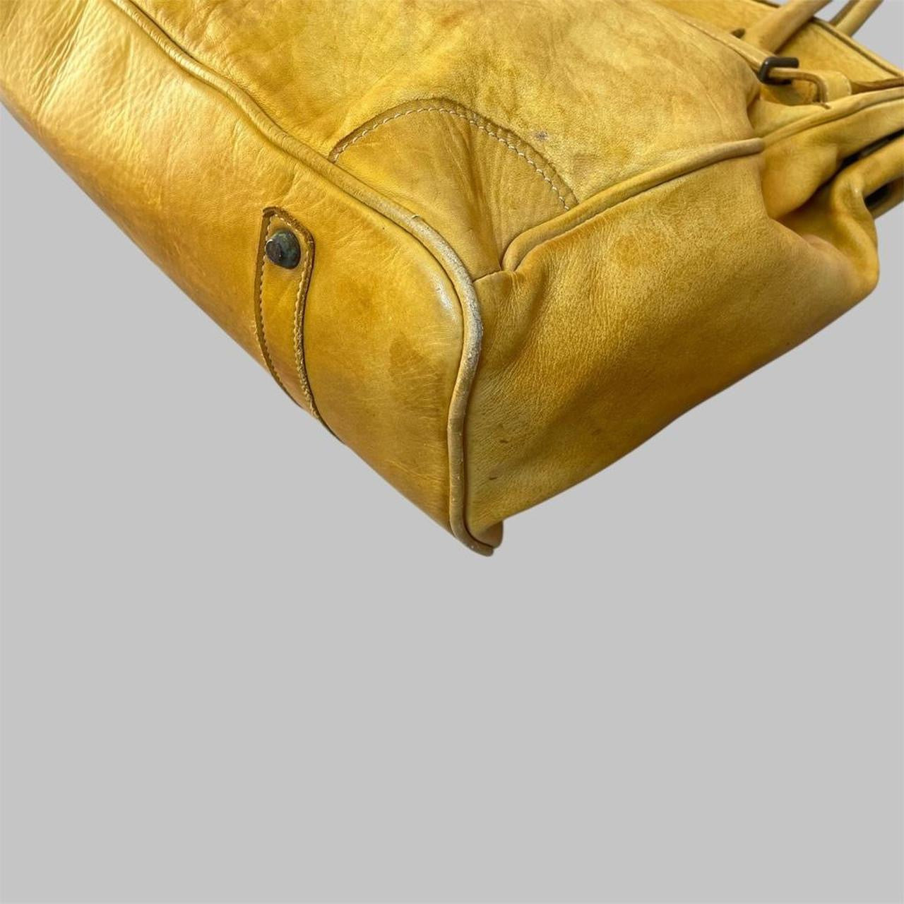 SOLD - Large yellow leather Firkin bag.