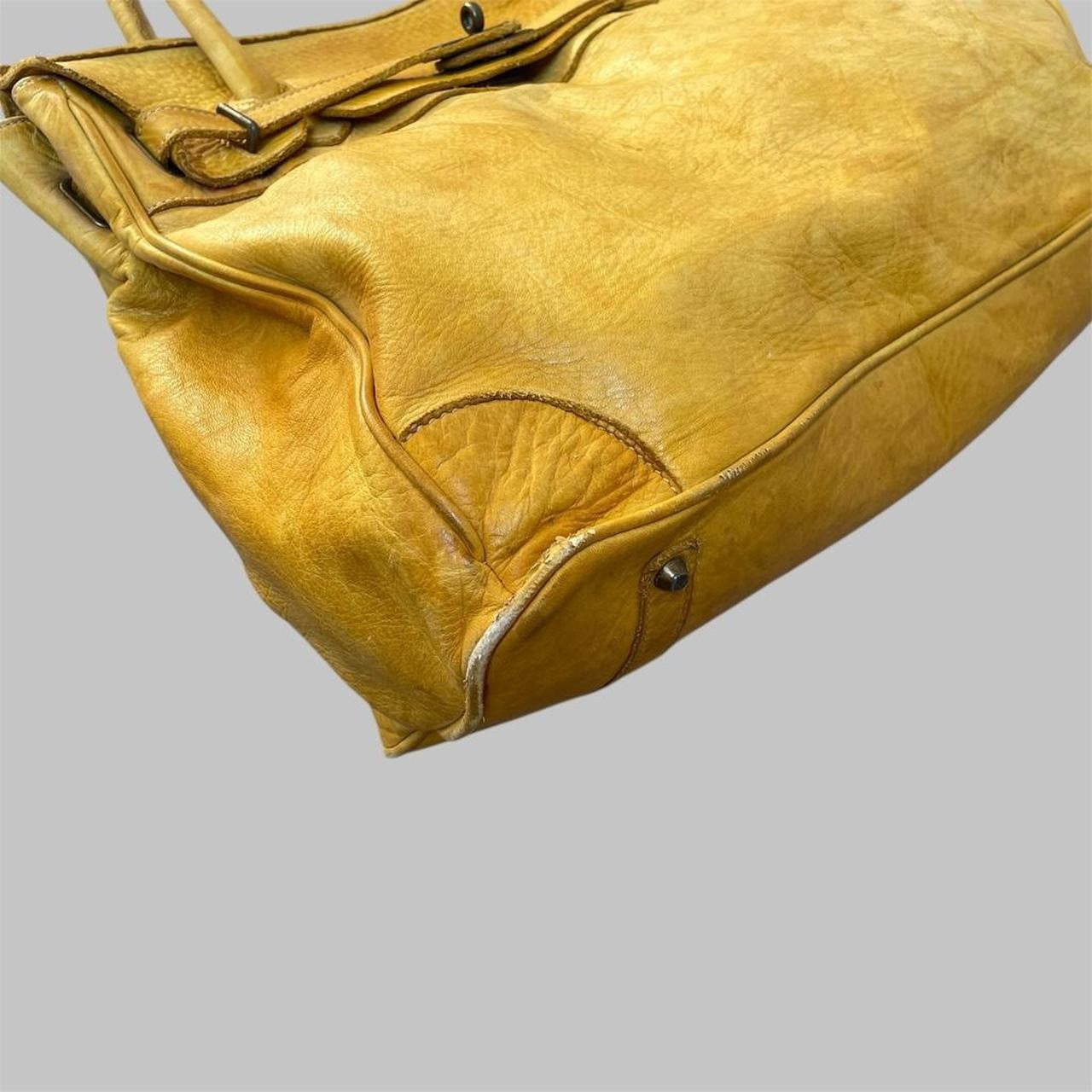 SOLD - Large yellow leather Firkin bag.