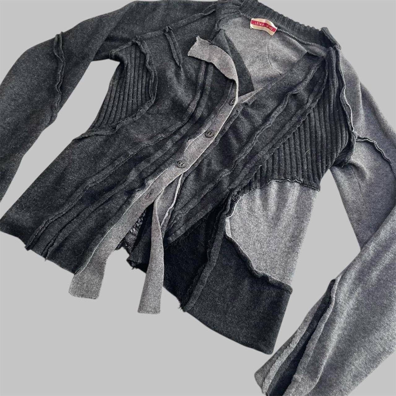 SOLD - Leïko grey patchwork asymmetrical cardigan.