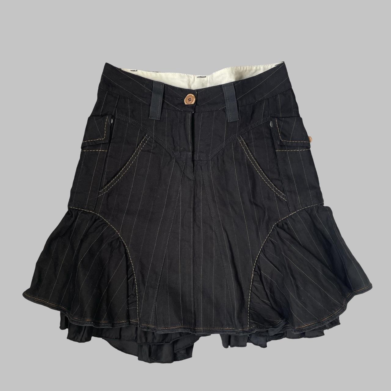 Marithe Francois Girbaud black and beige cargo mini skirt