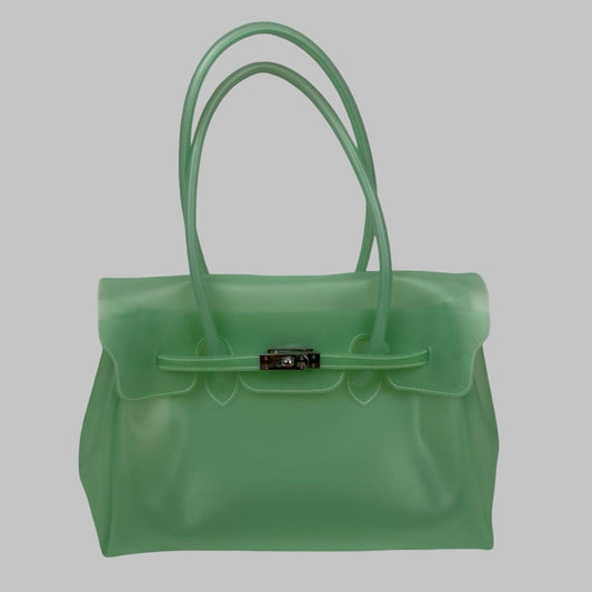 Large green mint translucent firkin jelly pvc bag.