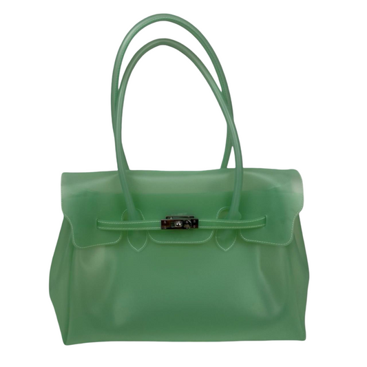 Big green mint translucent firkin jelly pvc bag.