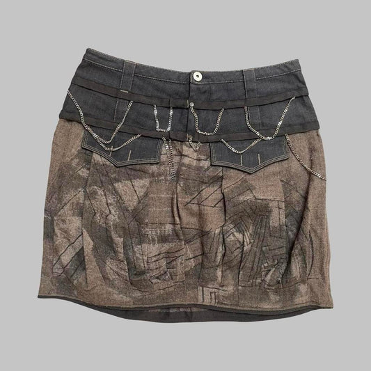 Marithé + François Girbaud wool skirt with silver chains.