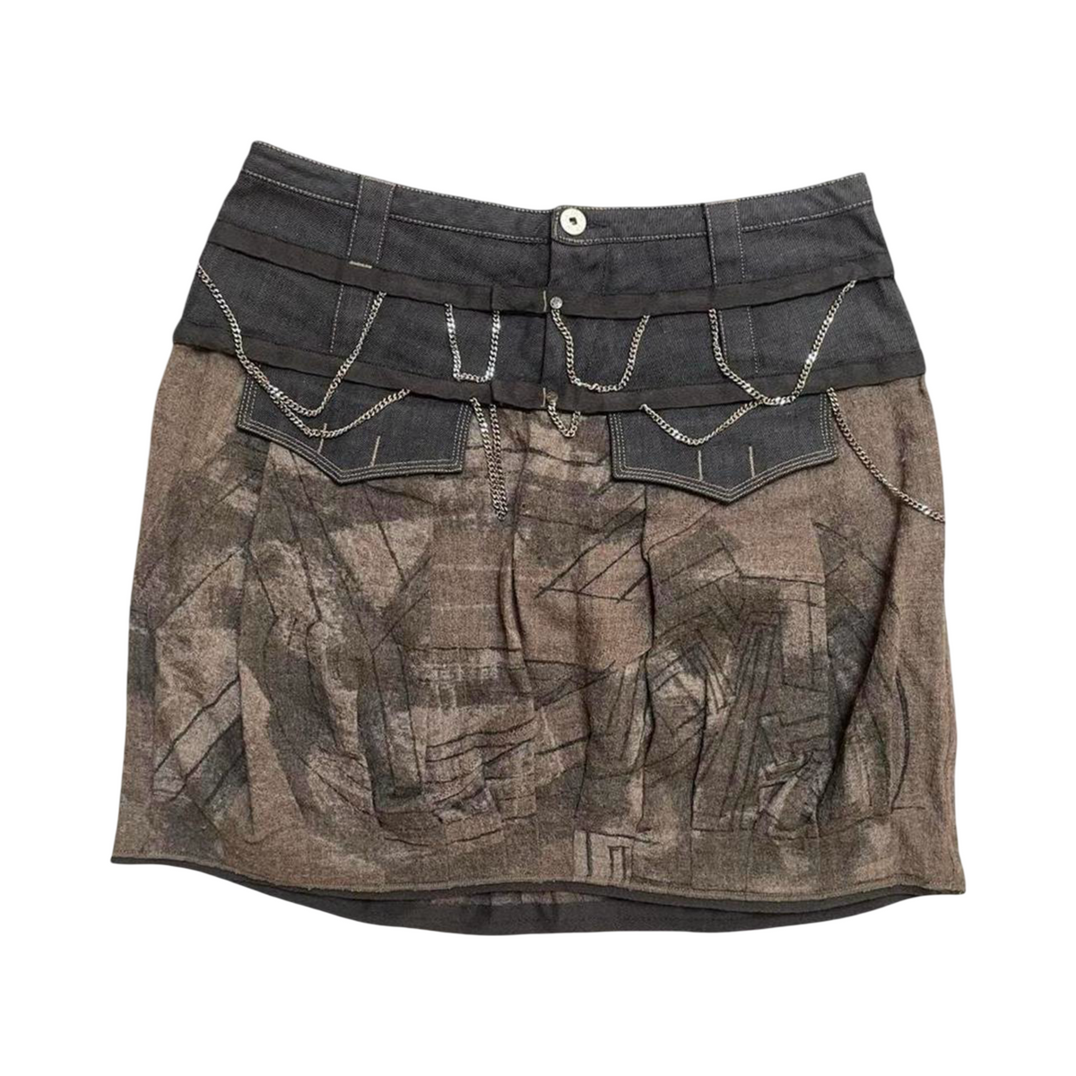Marithé + François Girbaud wool skirt with silver chains.